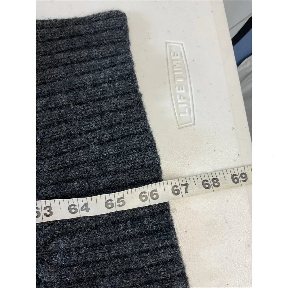 Vtg Polo Ralph Lauren Unisex Cable‎ Knit  Scarf Gray Lambswool Pony